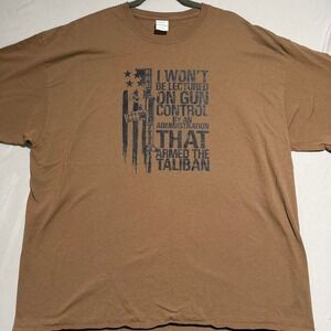 Port & Company tan tee 'Anti-Gun Control'  men's 3XL t-shirt #470
